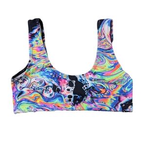 Freedom Rave Wear Trippy Liquid Crop Top Teaser Bra S Small EDM Festival
